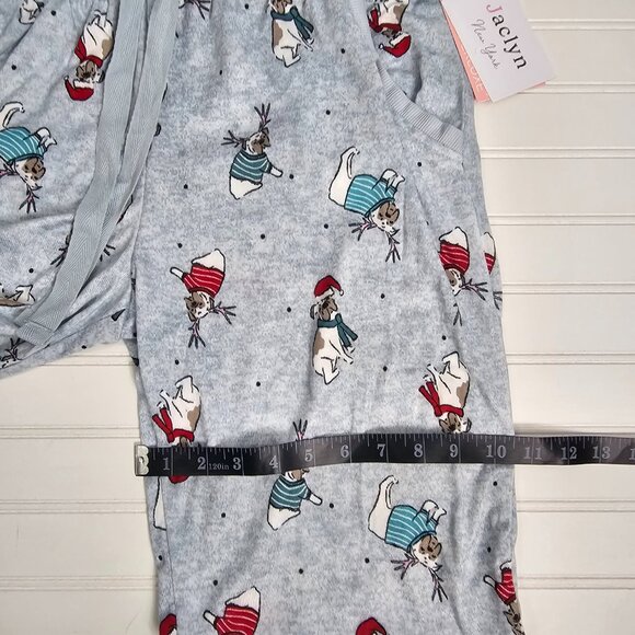 Jaclyn Grey Holiday Puppy Print Cloud Soft Pajama Pants Women's Size L NWT - Picture 10 of 11